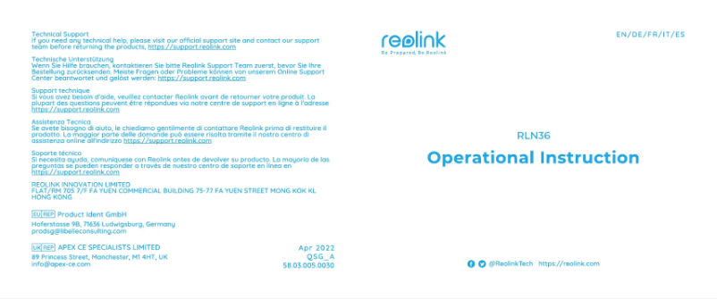 Image de la première page du manuel de l'appareil RLN36