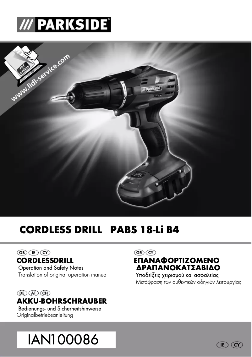 Page n°1 - Manuel utilisateur Parkside PABS 18-Li B4