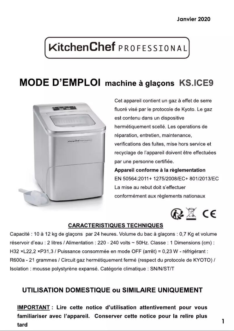 Image de la première page du manuel de l'appareil KS-ICE9