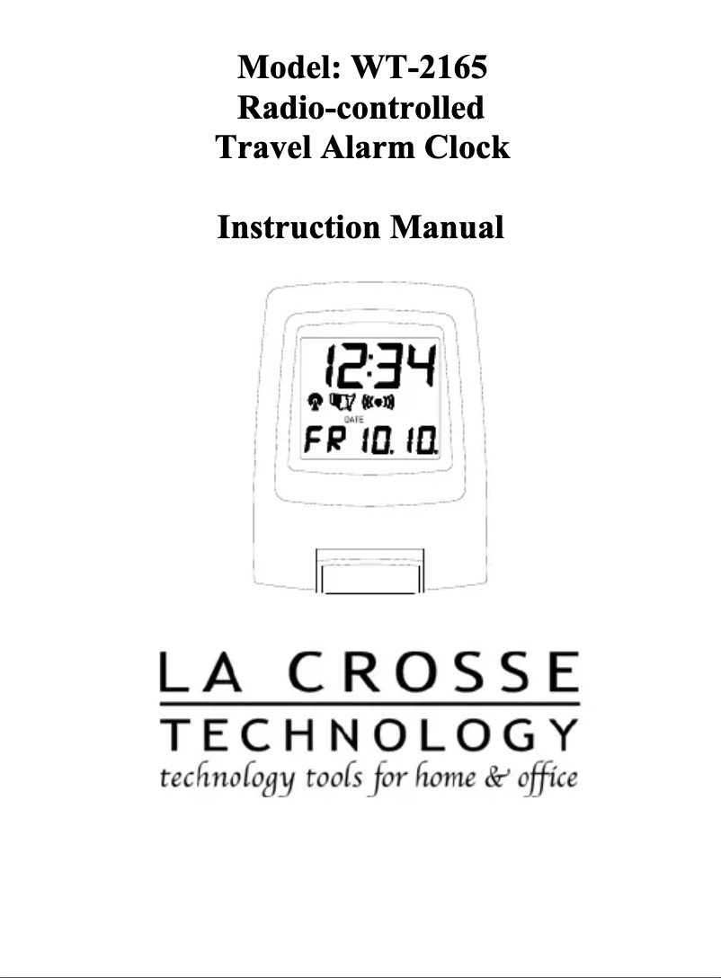 Page n°1 - Manuel utilisateur La Crosse Technology WT-2165U