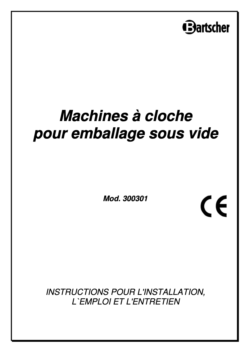 Page n°1 - Manuel utilisateur Bartscher 300301