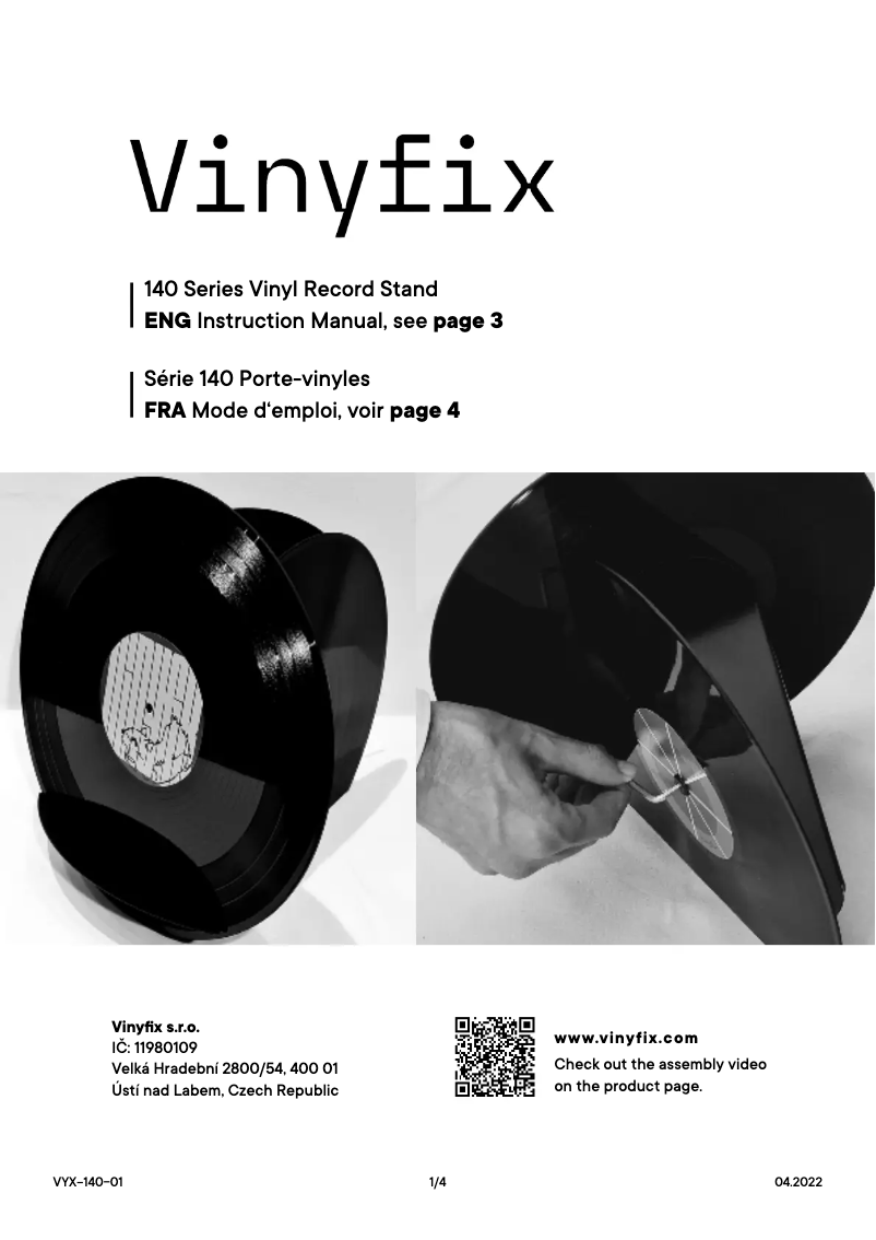 Page 1 de la notice Manuel utilisateur Vinyfix Vinyl Record Stand 140