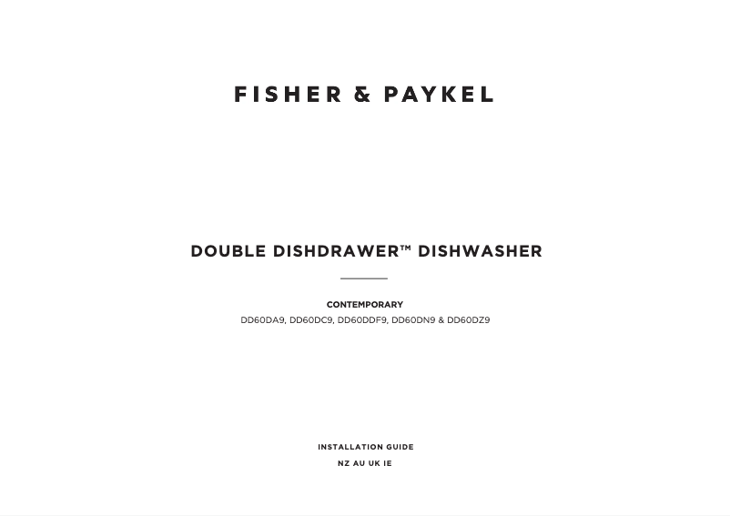 Page 1 de la notice Guide d'installation Fisher & Paykel DD60D4HNX9