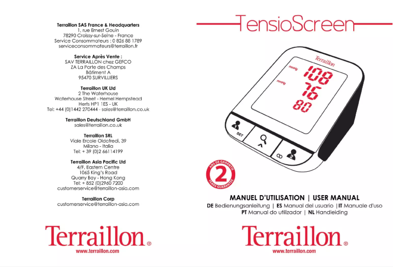 Page n°1 - Manuel utilisateur Terraillon TensioScreen CB32233WH
