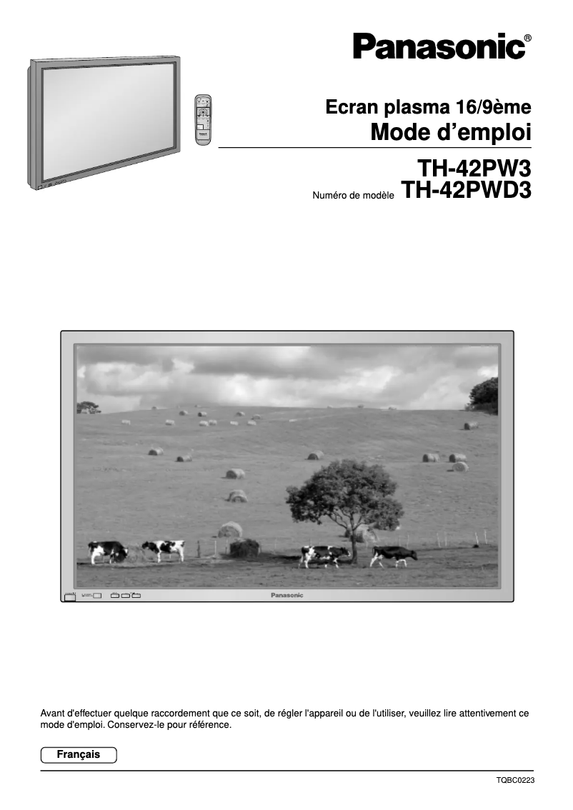 Imagen de la primera página del manual del dispositivo TH-42PWD3E
