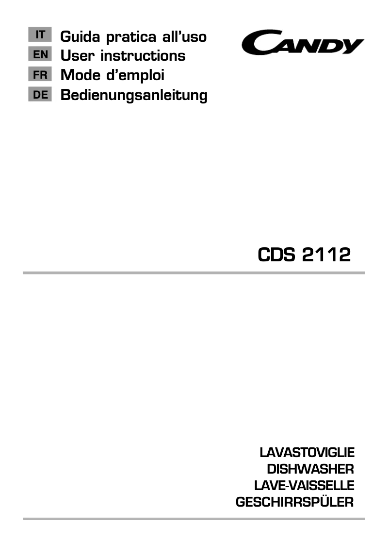 Page 1 de la notice Manuel utilisateur Candy CDS 2112X