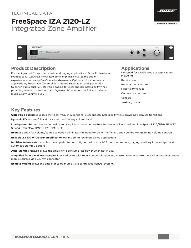 Image de la première page du manuel de l'appareil FreeSpace IZA 2120-LZ