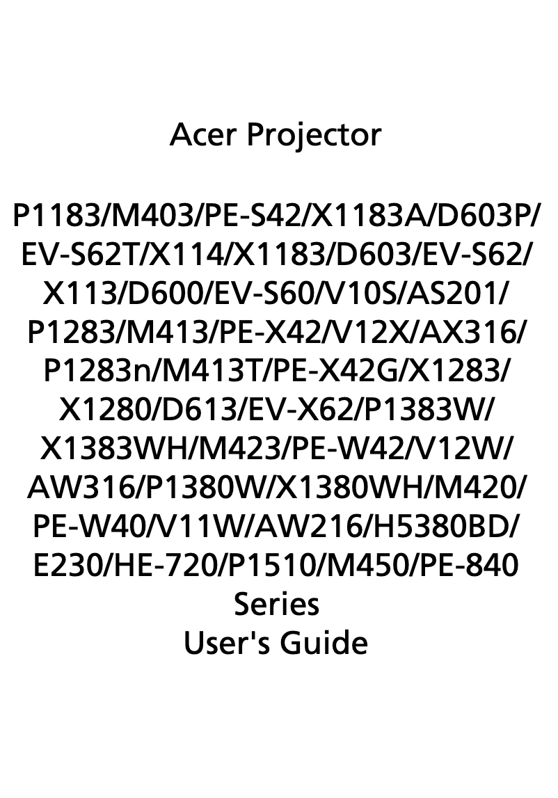 Page n°1 - Manuel utilisateur Acer X1280
