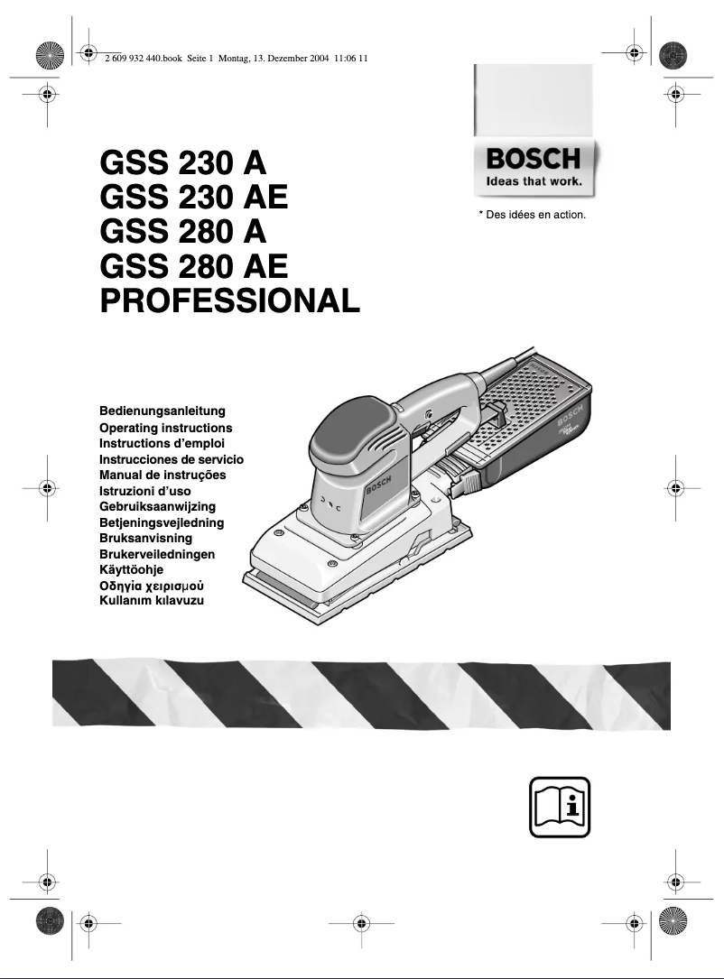 Page n°1 - Manuel utilisateur Bosch GSS 280 AE