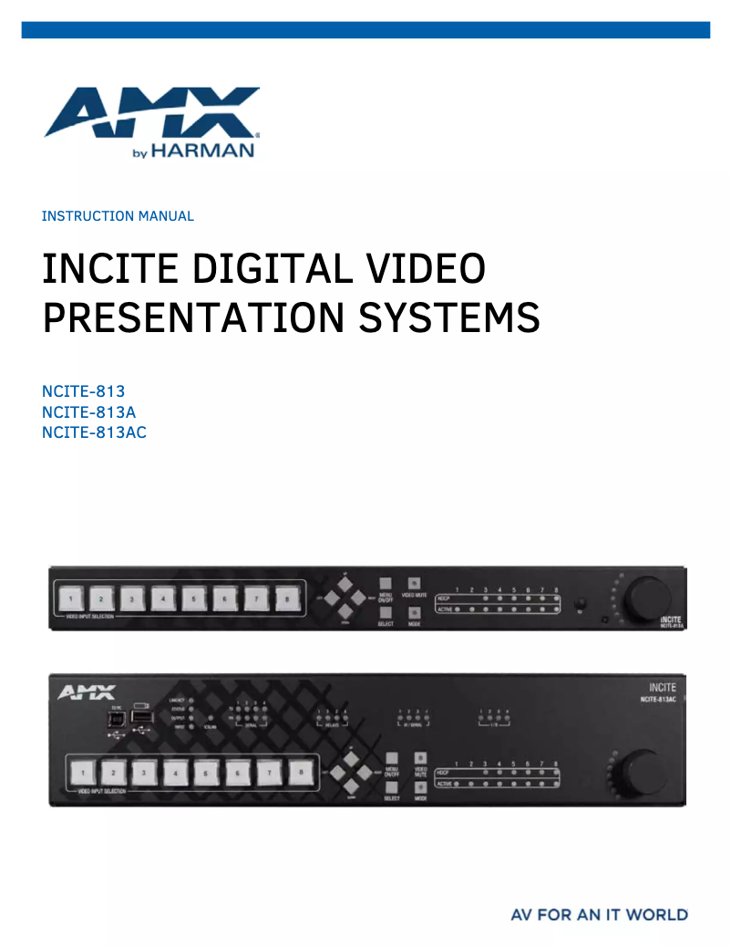 Page 1 de la notice Manuel utilisateur AMX NCITE-813A
