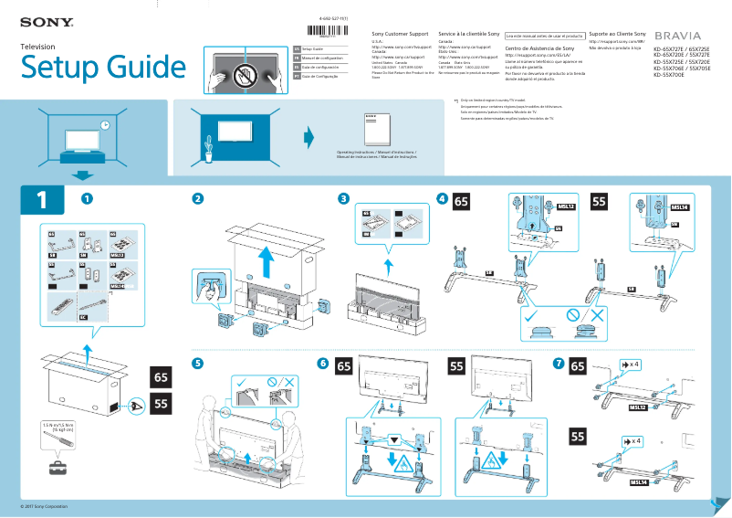 Page 1 de la notice Guide d'installation Sony KD-55X720E