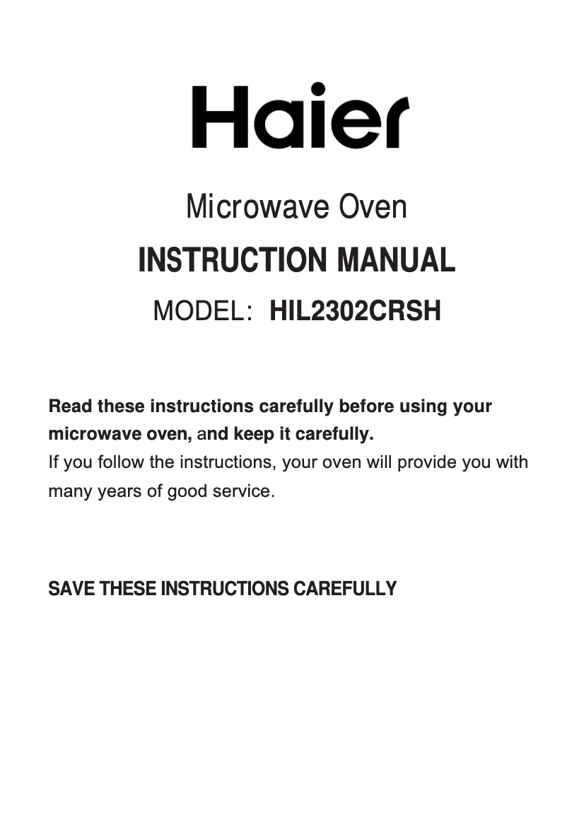 Page 1 de la notice Manuel utilisateur Haier HIL2302CRSH