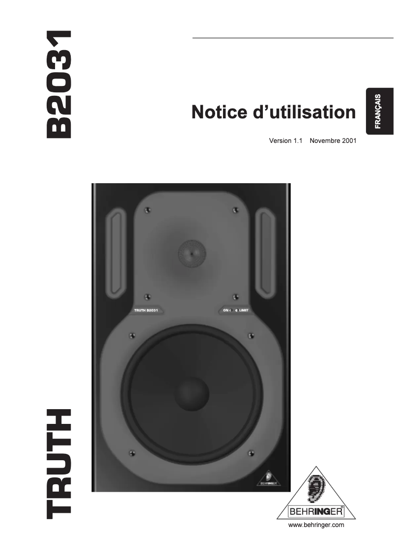 Image de la première page du manuel de l'appareil Truth B2031