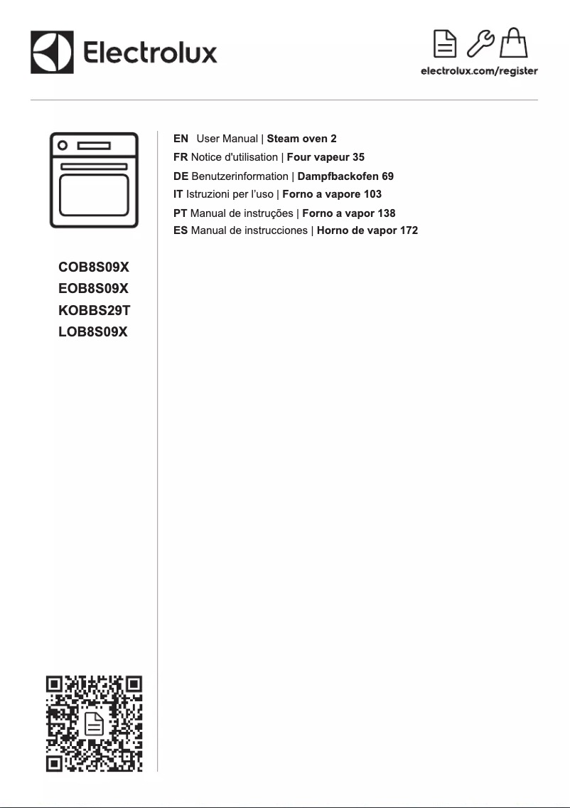 Page 1 de la notice Manuel utilisateur Electrolux LOB8S09X