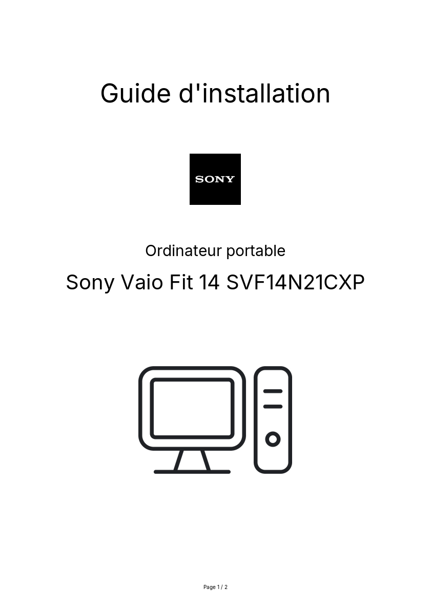 Image de la première page du manuel de l'appareil Vaio Fit 14 SVF14N21CXP