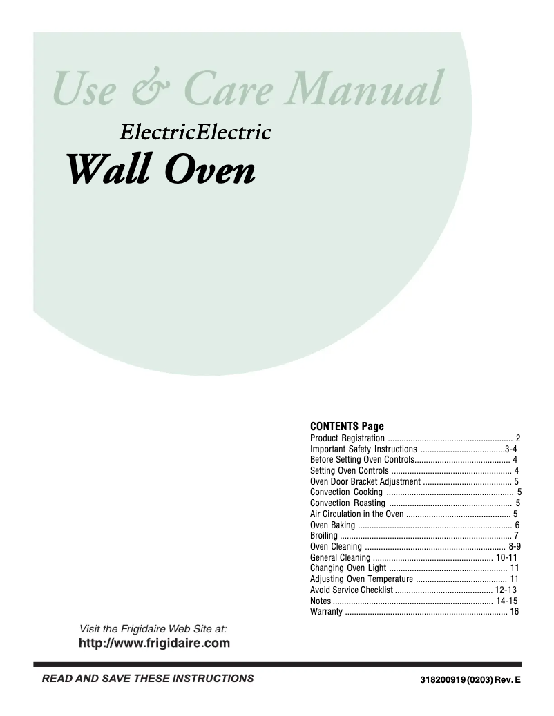 Page 1 de la notice Manuel utilisateur Frigidaire GLEB27T8CC