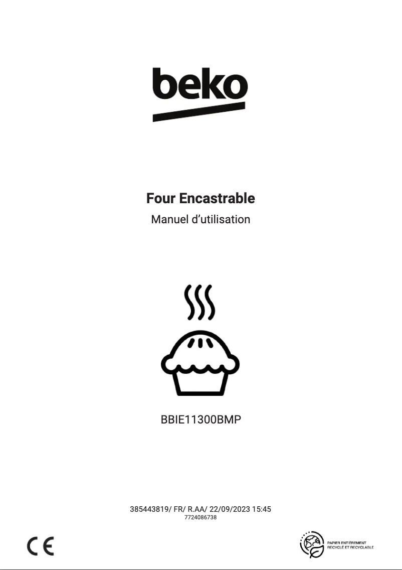 Page 1 de la notice Manuel utilisateur Beko BBIE11300BMP