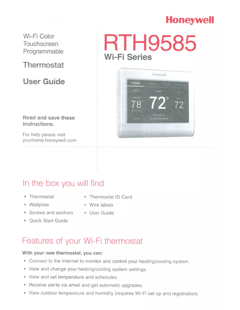 Page n°1 - Manuel utilisateur Honeywell RTH9585