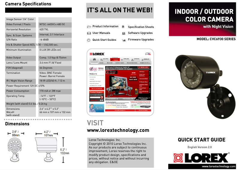 Page n°1 - Manuel utilisateur Lorex Vantage CVC6930PK4RB