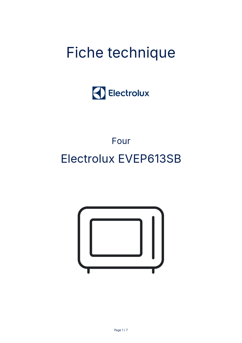 Page n°1 - Fiche technique Electrolux EVEP613SB