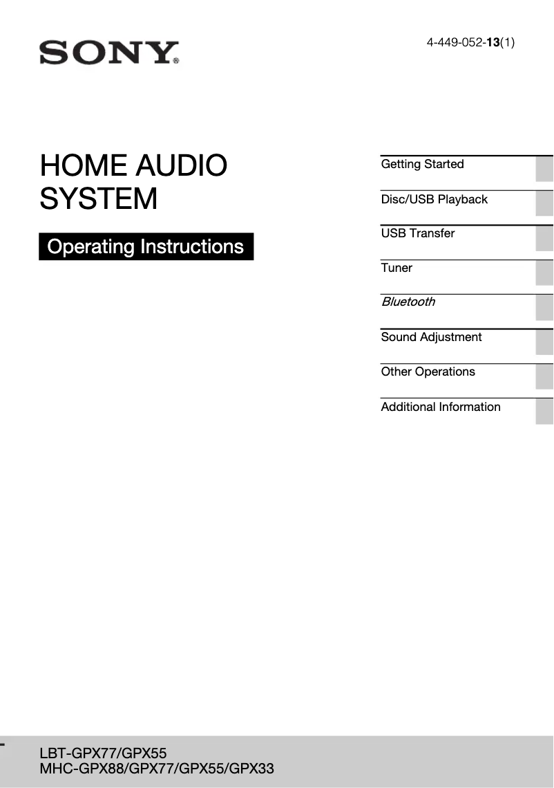 Image de la première page du manuel de l'appareil LBT-GPX55
