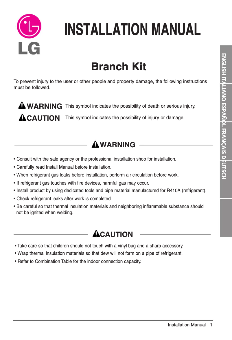 Page 1 de la notice Manuel utilisateur LG PMUB11A
