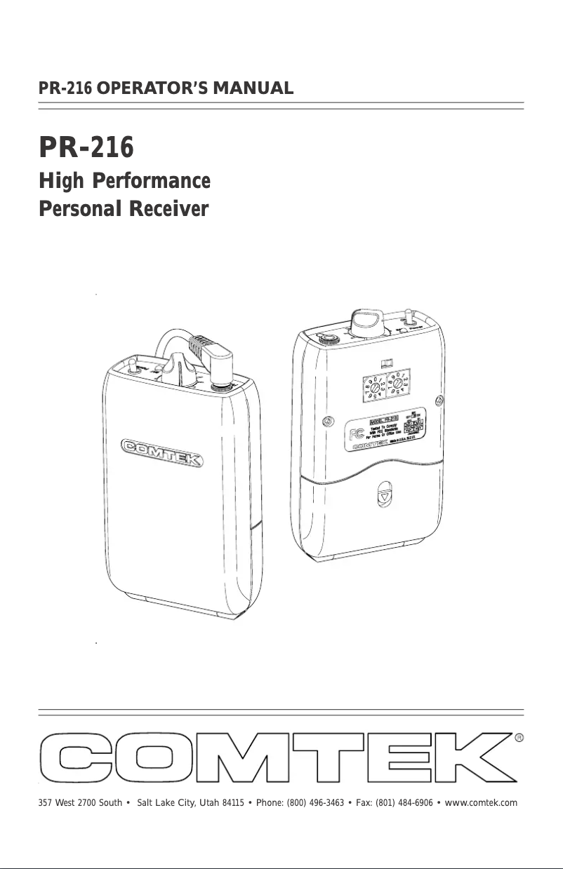 Page 1 de la notice Manuel utilisateur Comtek PR-216