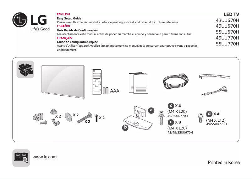 Page 1 de la notice Manuel utilisateur LG 49UU770H
