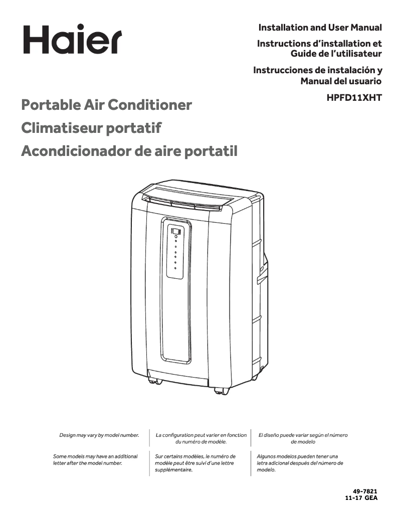 Image de la première page du manuel de l'appareil HPFD11XHTB