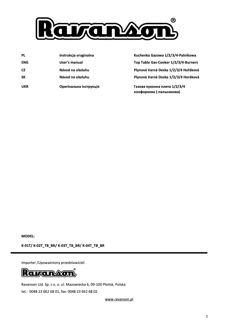 Page 1 de la notice Manuel utilisateur Ravanson K-04T