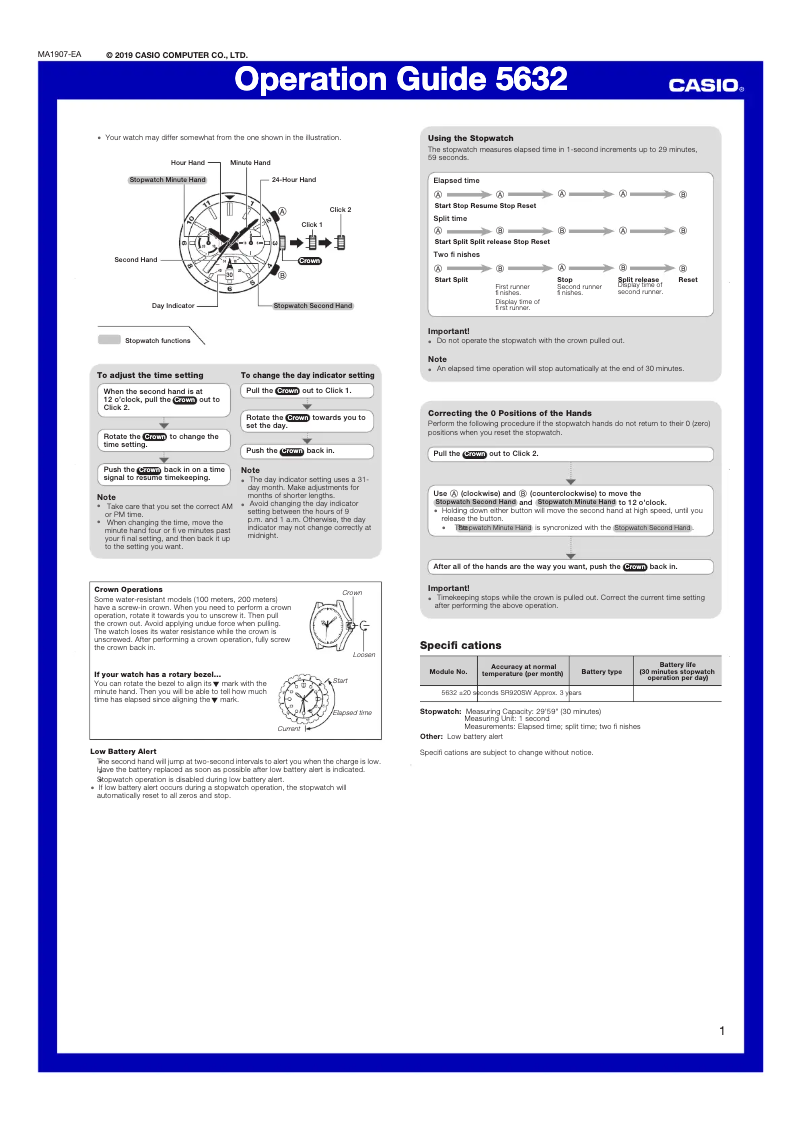 Page 1 de la notice Manuel utilisateur Casio Edifice EFV-590D-2AVUEF
