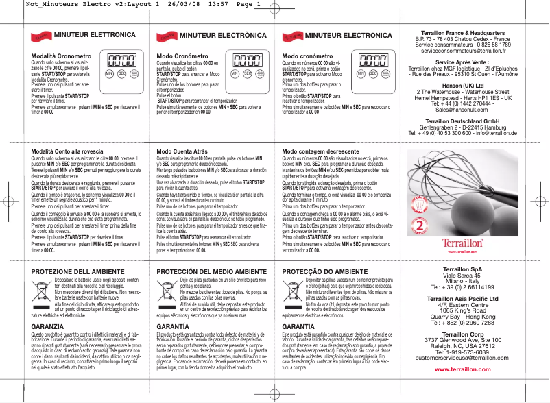 Page 1 of the manual User Manual Terraillon Mars Timer