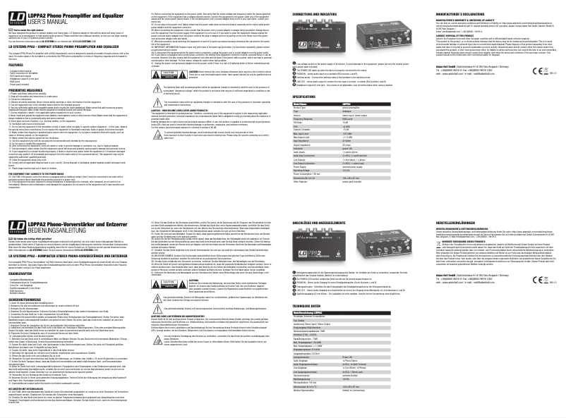 Page 1 de la notice Manuel utilisateur LD Systems PPA 2