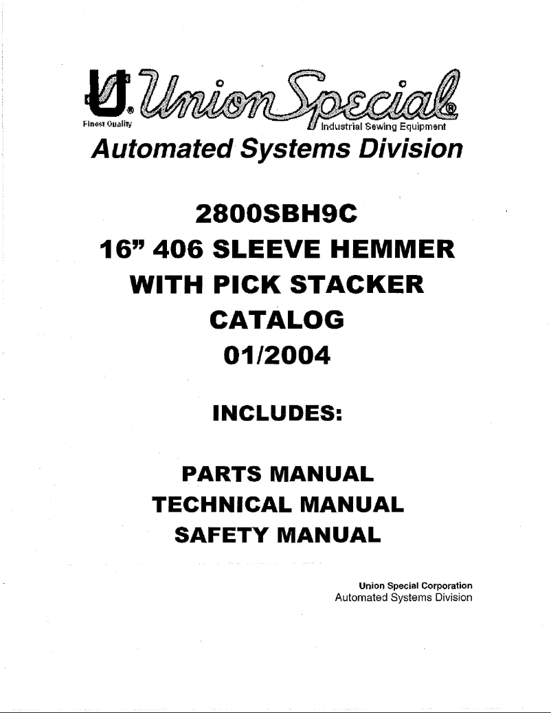 Page n°1 - Manuel utilisateur Union Special 2800SBH9C