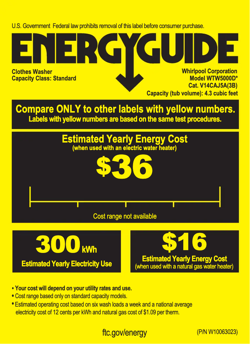Page n°1 - Label énergétique Whirlpool WTW5000DW