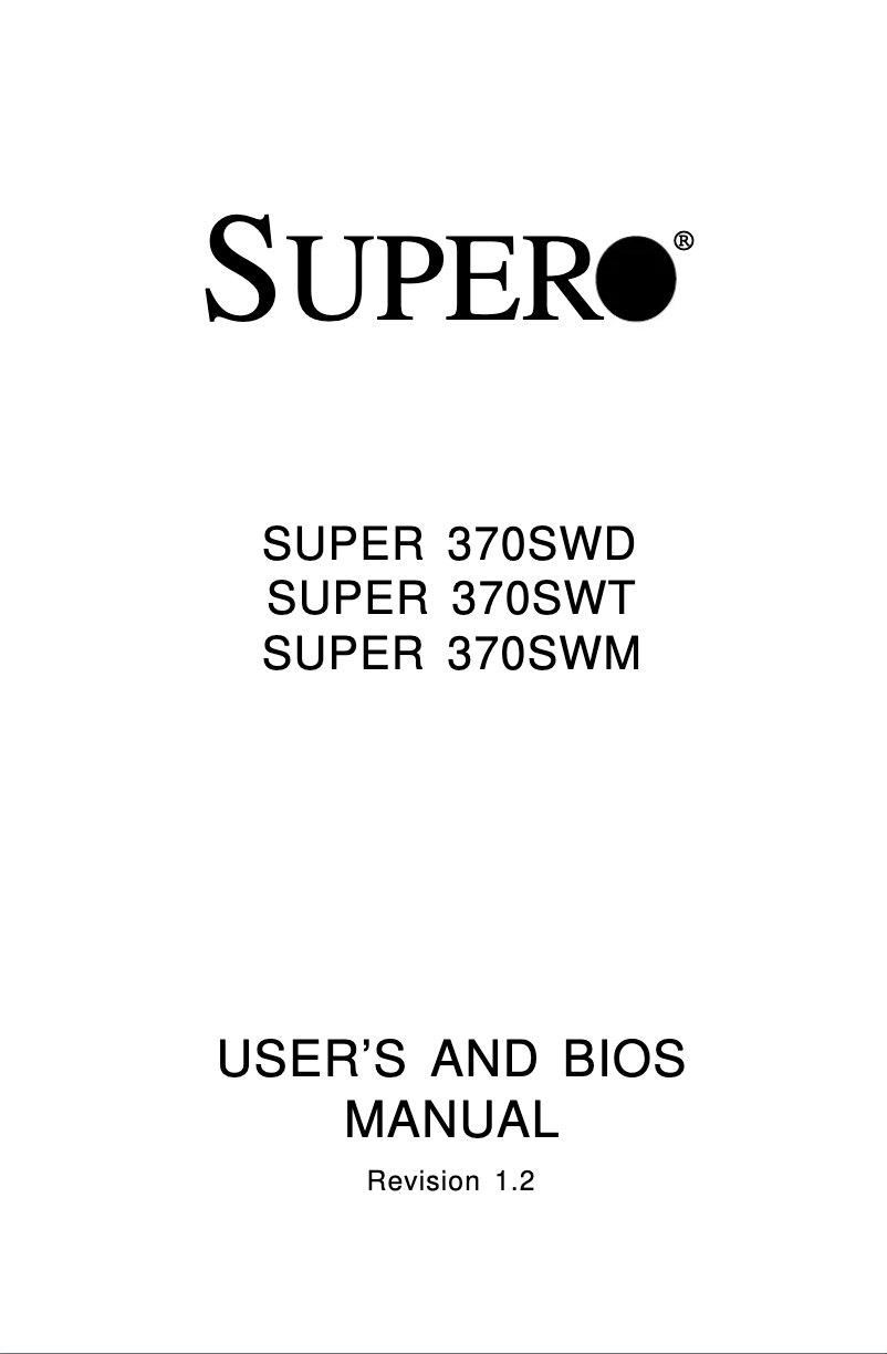 Page 1 de la notice Manuel utilisateur Supermicro 370SWD