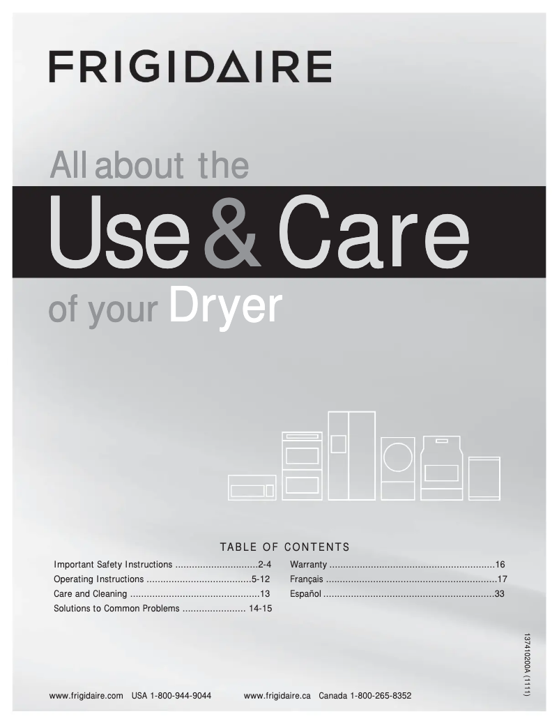 Image de la première page du manuel de l'appareil FARE4044MW