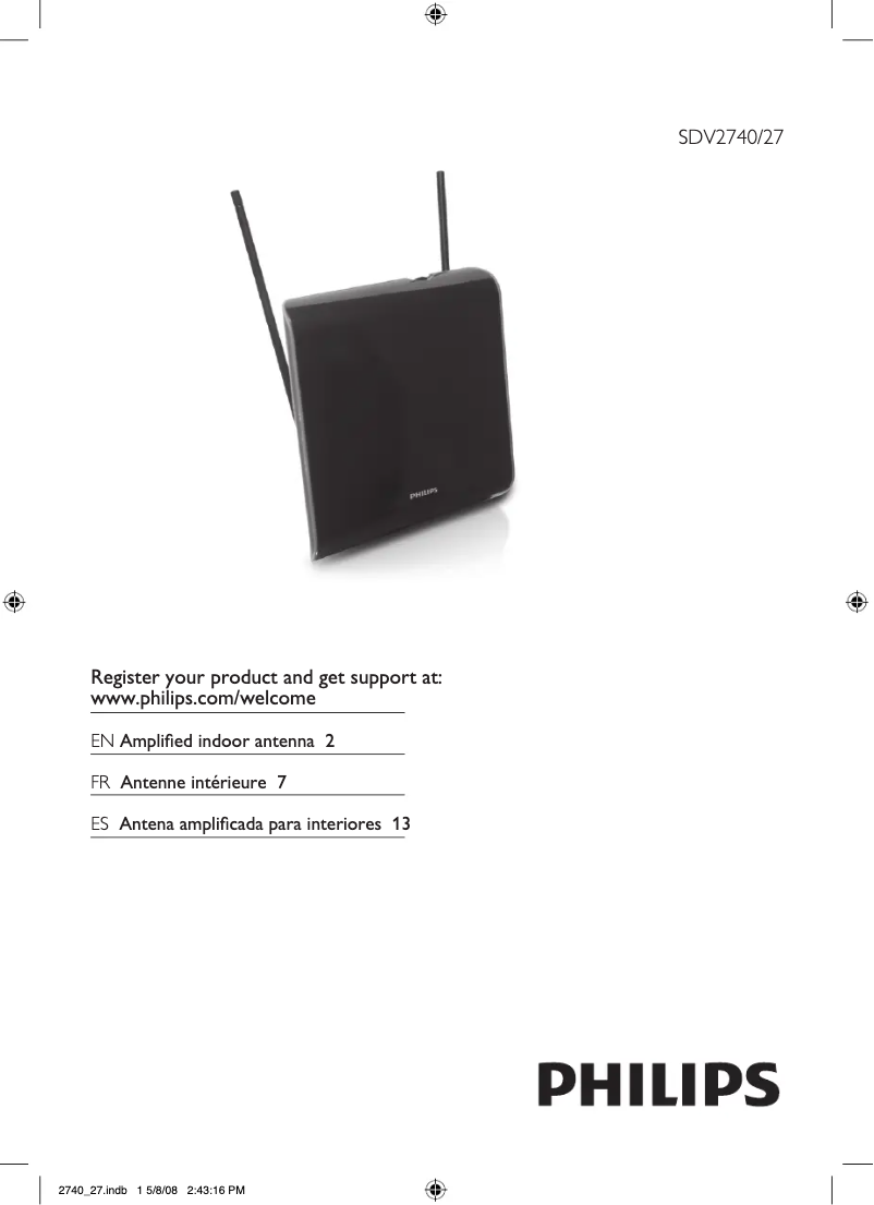 Imagen de la primera página del manual del dispositivo SDV2740