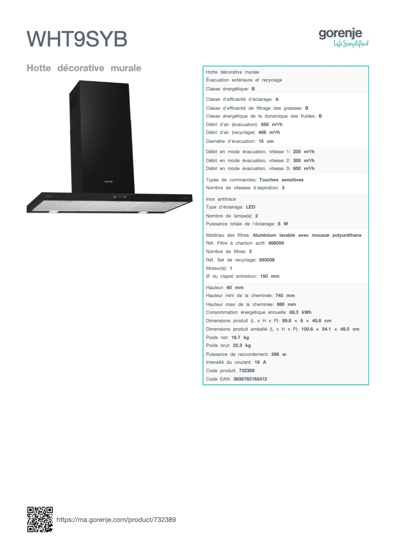 Image de la première page du manuel de l'appareil WHT9SYB