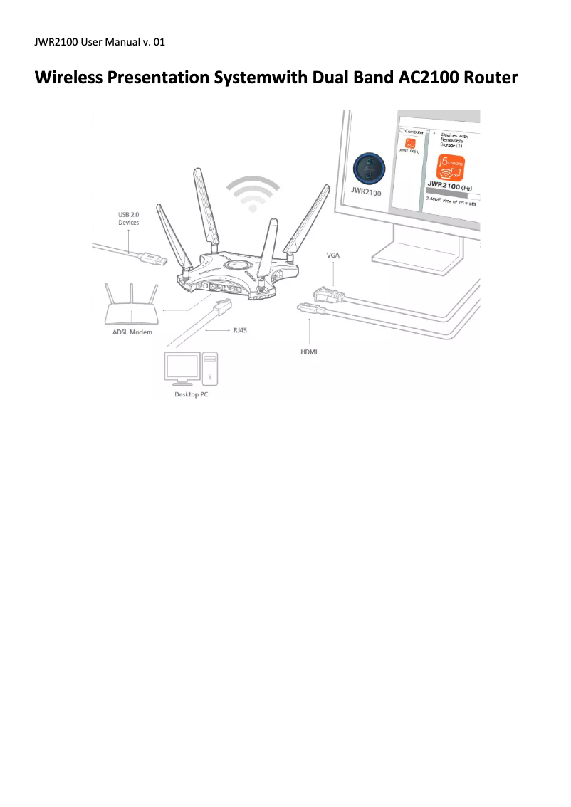 Page 1 de la notice Manuel utilisateur j5 create JWR2100