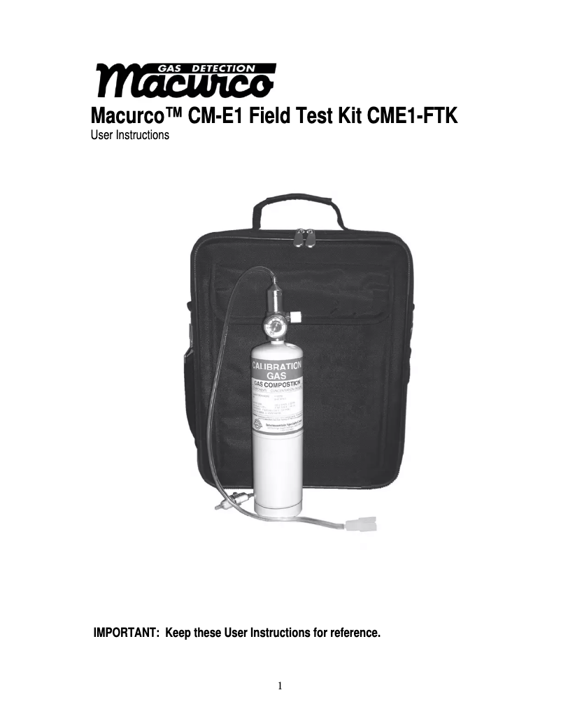 Image de la première page du manuel de l'appareil CME1-FTK