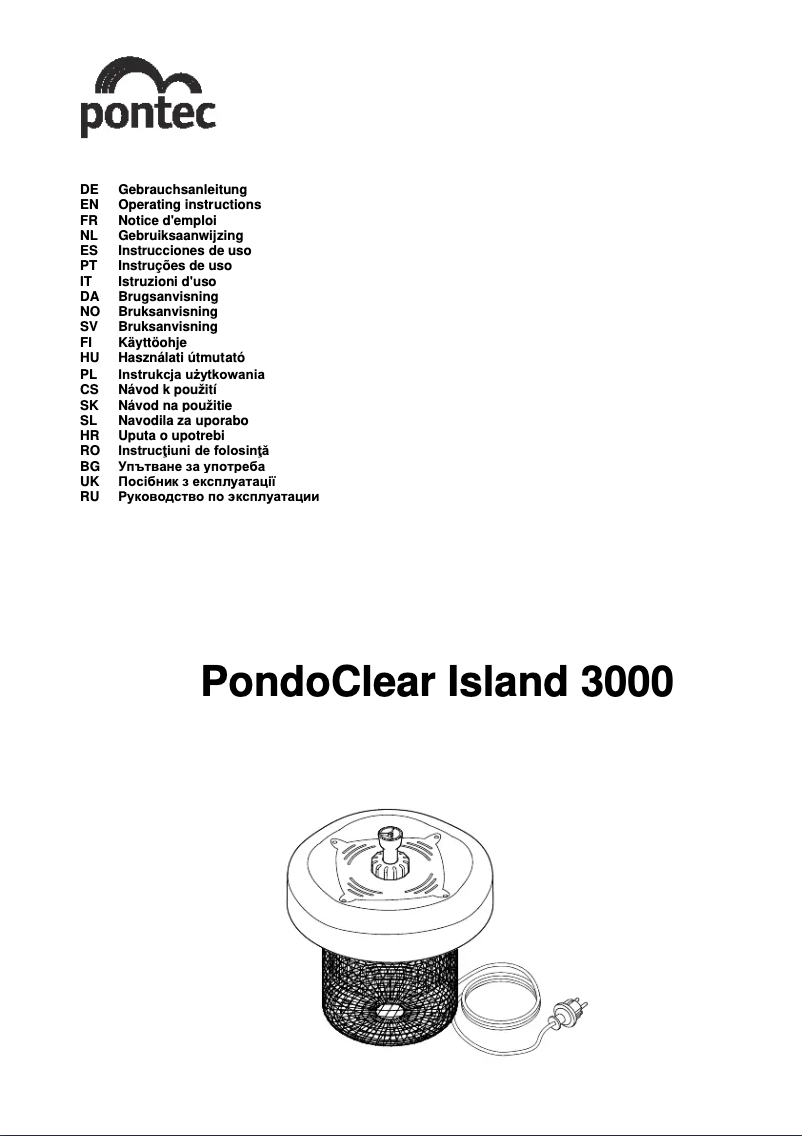 Page 1 de la notice Manuel utilisateur Pontec PondoClear Island 3000