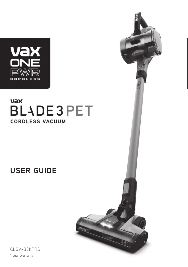Page n°1 - Manuel utilisateur Vax ONEPWR Blade 3 CLSV-B3KS