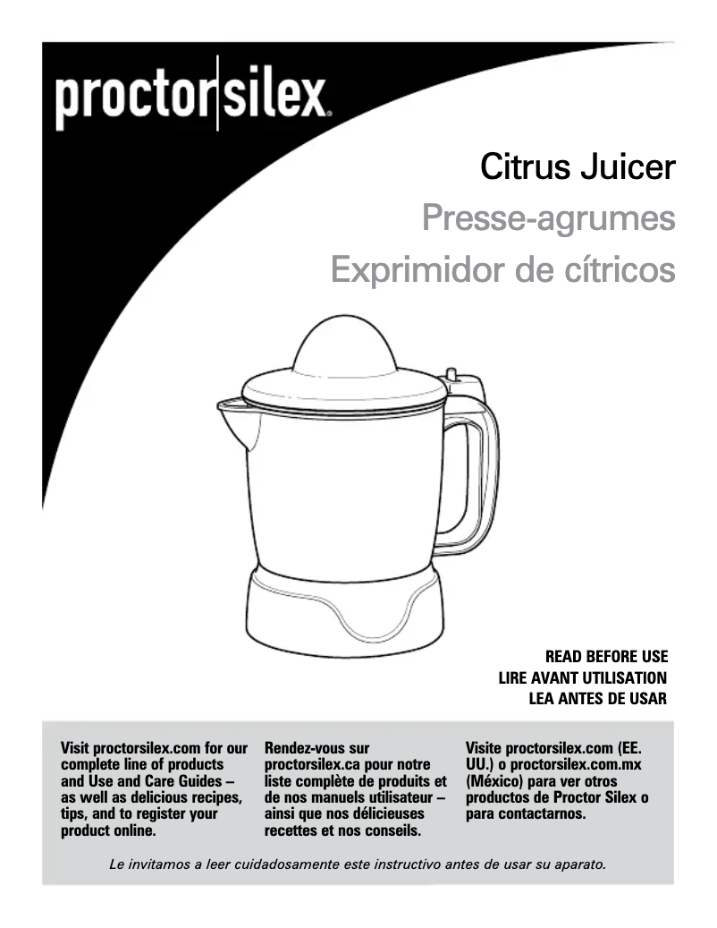 Page n°1 - Manuel utilisateur Proctor Silex 66341