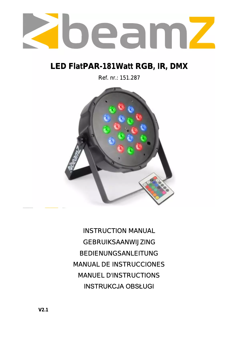 Page n°1 - Manuel utilisateur BeamZ FlatPAR 151.226