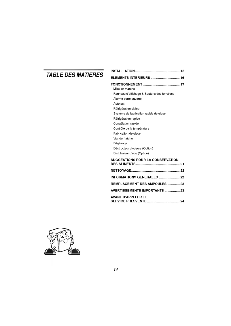 Page 1 de la notice Manuel utilisateur LG GR-672DVQF