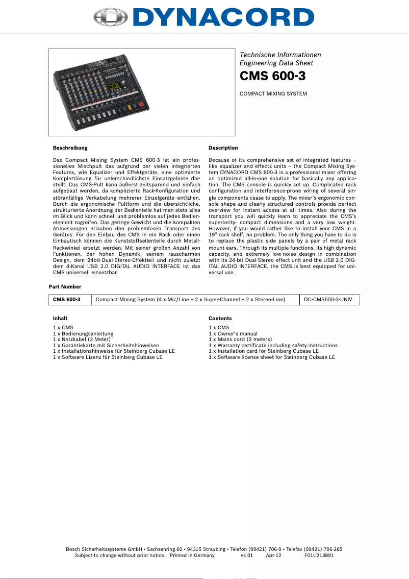 Image de la première page du manuel de l'appareil CMS 600-3