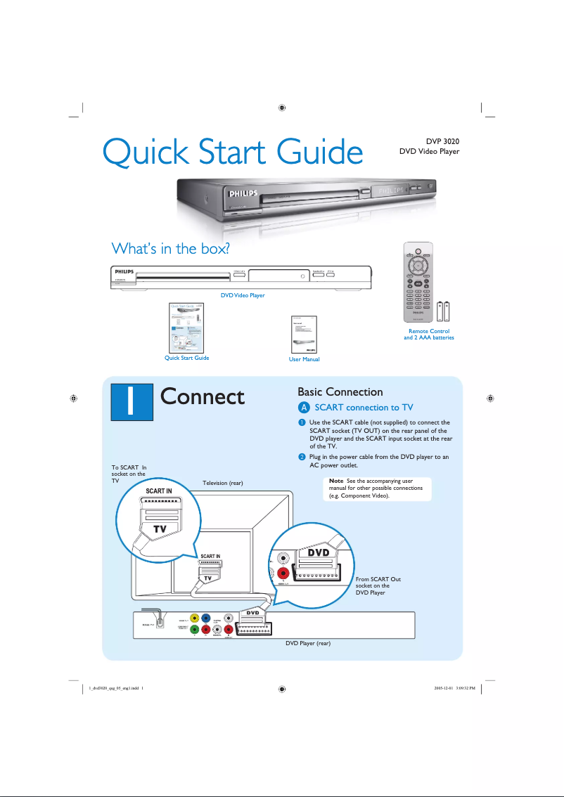 Página 1 del manual Guía de inicio rápido Philips DVP3020