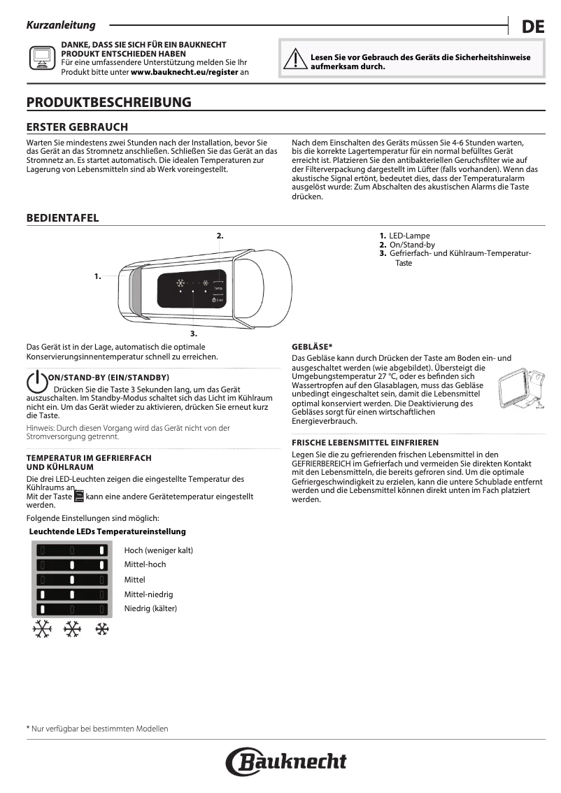 Page 1 de la notice Manuel utilisateur Bauknecht KGIS 16S2