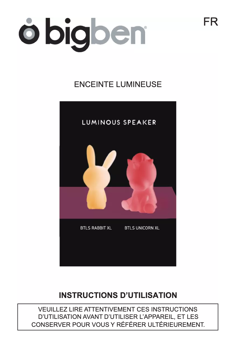 Page n°1 - Manuel utilisateur Bigben Interactive BTLS UNICORN XL